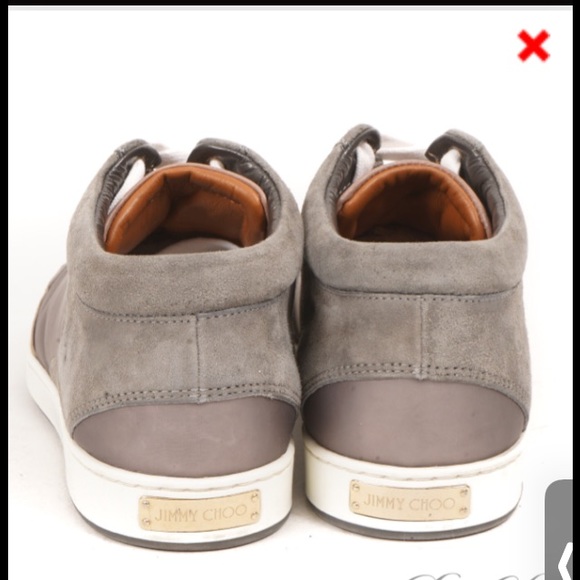 Jimmy Choo Grey Rose Gold Taupe Colorblock Suede Leather Sneakers SZ 35 EU - Picture 2 of 8